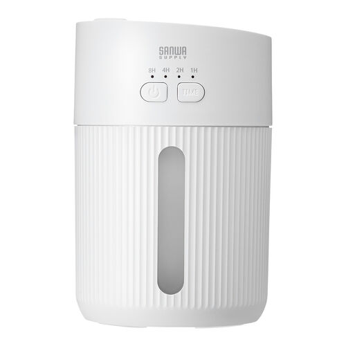 加湿器（卓上・超音波式・上部給水・バッテリー式・USB充電・400ml・水漏れ防止・タイマー付き・静音・小型・LEDライト・オフィス・寝室・上から給水・ホワイト）