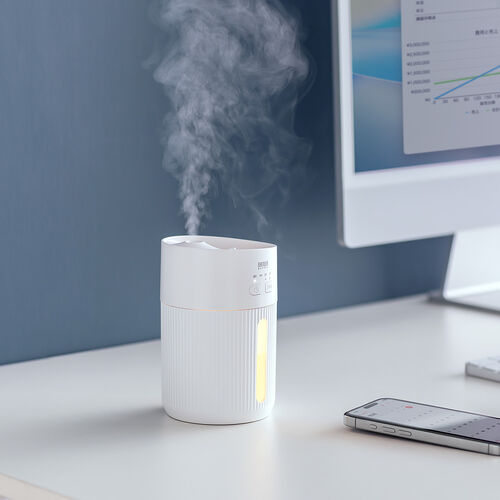 加湿器（卓上・超音波式・上部給水・バッテリー式・USB充電・400ml・水漏れ防止・タイマー付き・静音・小型・LEDライト・オフィス・寝室・上から給水・ホワイト）