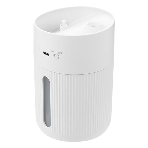 加湿器（卓上・超音波式・上部給水・バッテリー式・USB充電・400ml・水漏れ防止・タイマー付き・静音・小型・LEDライト・オフィス・寝室・上から給水・ホワイト）