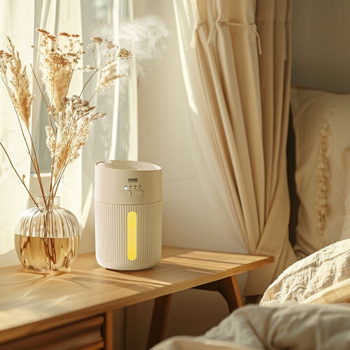 加湿器（卓上・超音波式・上部給水・バッテリー式・USB充電・400ml・水漏れ防止・タイマー付き・静音・小型・LEDライト・オフィス・寝室・上から給水・ホワイト）
