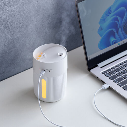 加湿器（卓上・超音波式・上部給水・バッテリー式・USB充電・400ml・水漏れ防止・タイマー付き・静音・小型・LEDライト・オフィス・寝室・上から給水・ホワイト）
