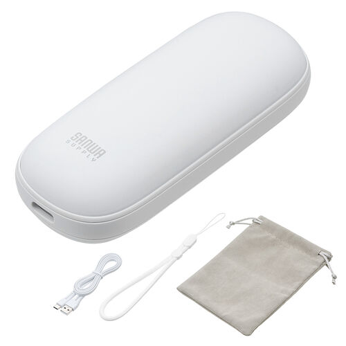 充電式カイロ（安全設計・ハンドウォーマー・3段階温度調整・USB-C充電・急速発熱・電気カイロ・最大5.5時間連続発熱・コンパクト・小型・ホワイト）