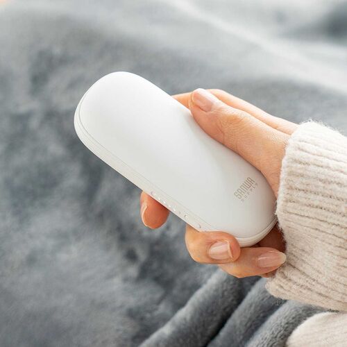 充電式カイロ（安全設計・ハンドウォーマー・3段階温度調整・USB-C充電・急速発熱・電気カイロ・最大5.5時間連続発熱・コンパクト・小型・ホワイト）