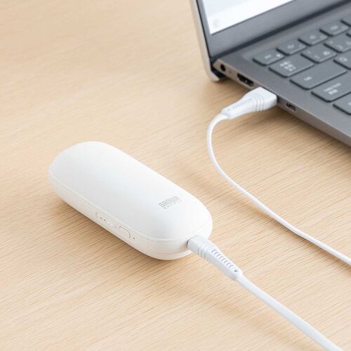 充電式カイロ（安全設計・ハンドウォーマー・3段階温度調整・USB-C充電・急速発熱・電気カイロ・最大5.5時間連続発熱・コンパクト・小型・ホワイト）