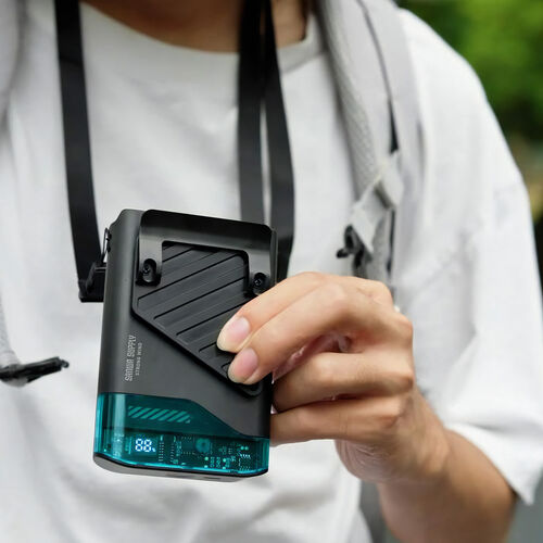 ベルトファン（USB扇風機・ウエストファン・リン酸鉄電池・腰かけファン・超強風・5段階風量・腰かけ・首かけ・卓上・簡易空調作業服・小型・LED残量表示・USB-C充電・安全・ブラック）