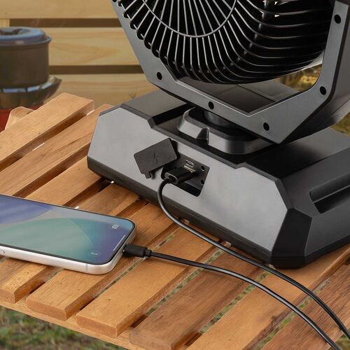 ミストファン（ノズル噴射式・扇風機・8L・自動首振り・コードレス・USB Type-C・充電式・キャスター付・キャンプ・現場・強力送風・リモコン・ブラック）