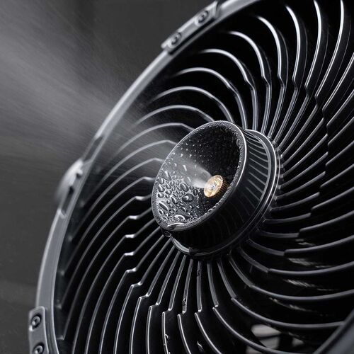 ミストファン（ノズル噴射式・扇風機・8L・自動首振り・コードレス・USB Type-C・充電式・キャスター付・キャンプ・現場・強力送風・リモコン・ブラック）