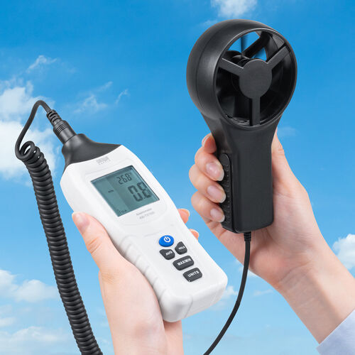 デジタル風速計（セパレート式風速センサー・気温測定・デジタル表示・バックライト機能・三脚取付け可能・9V電池式・収納ケース付・ドローン）