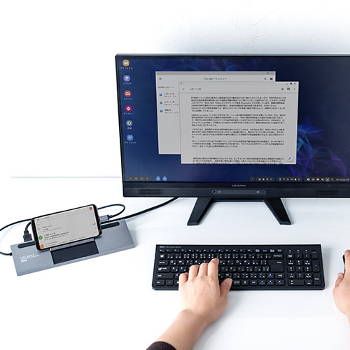 ドッキングステーション（USBハブ・Type-C・PD100W・HDMI・DisplayPort・VGA・2画面出力・有線LAN・カードリーダー）VGA017 サンワサプライ