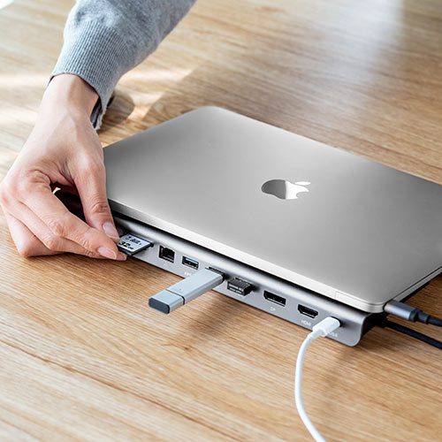 ドッキングステーション（USBハブ・Type-C・PD100W・HDMI・DisplayPort・VGA・2画面出力・有線LAN・カードリーダー）VGA017 サンワサプライ