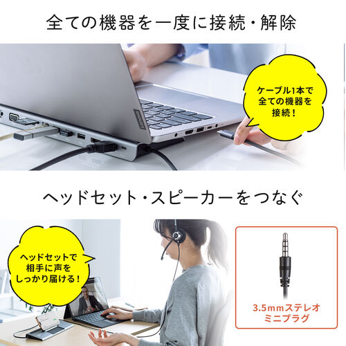 ドッキングステーション（USBハブ・Type-C・PD100W・HDMI・DisplayPort・VGA・2画面出力・有線LAN・カードリーダー）VGA017 サンワサプライ