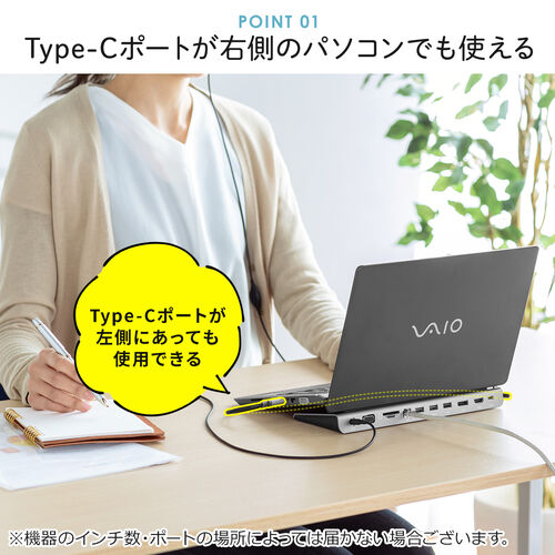ドッキングステーション（USBハブ・Type-C・PD100W・HDMI・DisplayPort・VGA・2画面出力・有線LAN・カードリーダー）VGA017 サンワサプライ