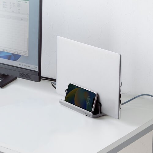 ドッキングステーション（USBハブ・タイプCハブ・スタンド一体型・クラムシェル・ノートパソコンスタンド・HDMI・２画面出力・4K/60Hz・PD100W・有線LAN） VGA018 サンワサプライ