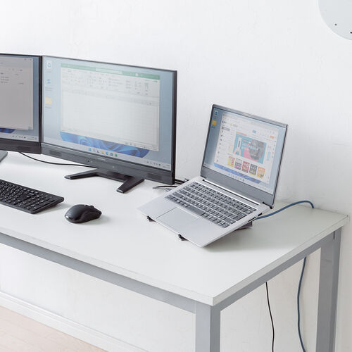 ドッキングステーション（USBハブ・タイプCハブ・スタンド一体型・クラムシェル・ノートパソコンスタンド・HDMI・２画面出力・4K/60Hz・PD100W・有線LAN） VGA018 サンワサプライ