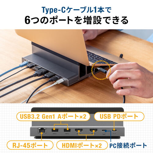 ドッキングステーション（USBハブ・タイプCハブ・スタンド一体型