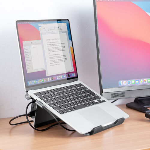 ドッキングステーション（タイプCハブ・USBハブ・Type-C・スタンド一体型・ノートパソコンスタンド対応・4K/60Hz対応・HDMI・PD100W・有線LAN） VGA019 サンワサプライ