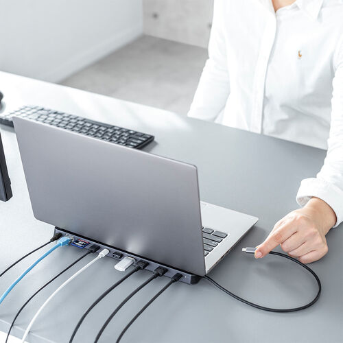 ドッキングステーション（タイプCハブ・HDMI・4K・2画面出力対応・USB-C接続・USB PD100W対応・11in1・Win/Mac対応・ケーブル一体型・コンパクト） VGA024