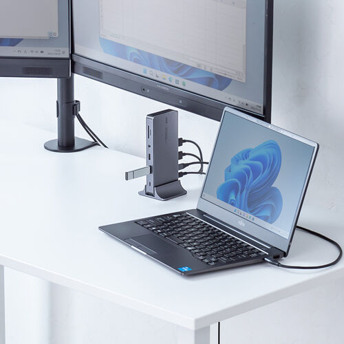 ドッキングステーション（タイプCハブ・HDMI・2画面出力対応・USB-C接続・縦型スタンド付き・4K/60Hz対応・アルミ製） VGA025