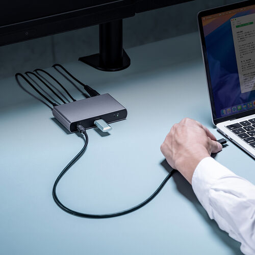 Thunderbolt4 ドッキングステーション（2画面出力・TB4×3ポート・85W・PD充電・TB4ケーブル付き・40Gbps・4K/60Hz×2画面・USB A）