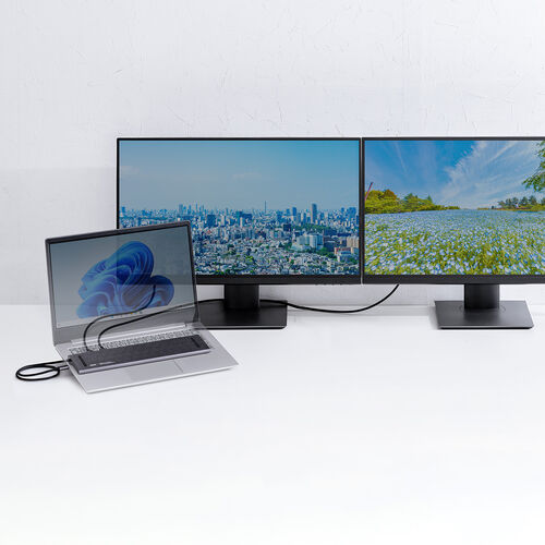 ドッキングステーション（USB-C 2画面出力・HDMI×2 + VGA・フルHD・スタンド型・PD100W・11in1・USBハブ・ケーブル一体型）
