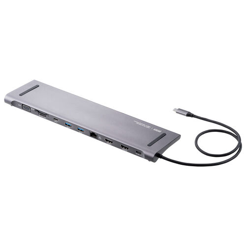 ドッキングステーション（USB-C 2画面出力・HDMI×2 + VGA・フルHD・スタンド型・PD100W・11in1・USBハブ・ケーブル一体型）