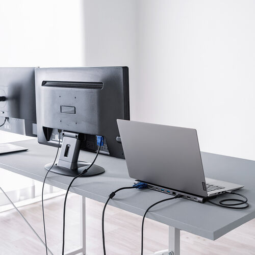 ドッキングステーション（USB-C 2画面出力・HDMI×2 + VGA・フルHD・スタンド型・PD100W・11in1・USBハブ・ケーブル一体型）