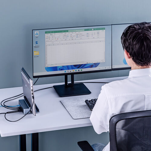 ドッキングステーション（USB-C ・12in1・スタンド型・2画面・HDMI2ポート搭載・クラムシェル・4K/60Hz・PD100W・有線LAN・3.5mm・カードリーダー）
