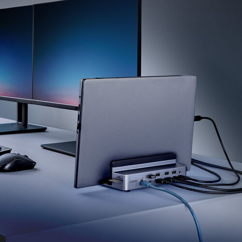 ドッキングステーション（USB-C ・12in1・スタンド型・2画面・HDMI2ポート搭載・クラムシェル・4K/60Hz・PD100W・有線LAN・3.5mm・カードリーダー）