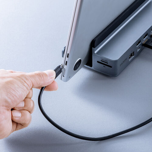 ドッキングステーション（USB-C ・12in1・スタンド型・2画面・HDMI2ポート搭載・クラムシェル・4K/60Hz・PD100W・有線LAN・3.5mm・カードリーダー）