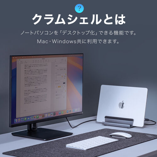 ドッキングステーション（USB-C ・12in1・スタンド型・2画面・HDMI2ポート搭載・クラムシェル・4K/60Hz・PD100W・有線LAN・3.5mm・カードリーダー）