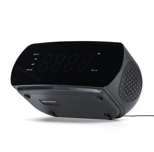 ZIP－FM オリジナルワイヤレス充電器 時計（ワイヤレス充電・Qi充電・5W・デジタル時計・FMラジオ