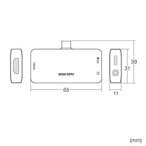 Type-C HDMI 変換アダプタ iPad Pro/iPad Air 5/iPad mini 6 ハブ 4K/60Hz HDR対応 PD100W 3.5mmイヤホンジャック付き