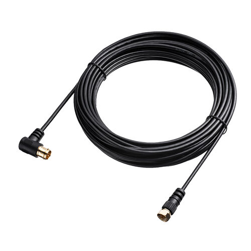 アンテナケーブル（極細・10m・4K対応・8K対応・黒色・S2.5C・片側L字・アンテナコード・ブラック）