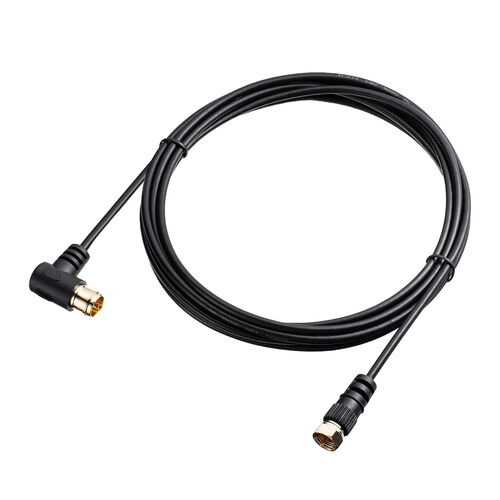 アンテナケーブル（極細・3m・4K対応・8K対応・黒色・S2.5C・片側L字・アンテナコード・ブラック）