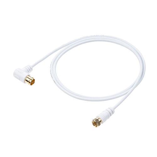 アンテナケーブル（極細・3m・4K対応・8K対応・S-2.5C-FB・片側L字・ねじ式・アンテナコード・同軸ケーブル・ホワイト）