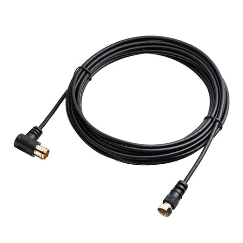 アンテナケーブル（極細・5m・4K対応・8K対応・黒色・S2.5C・片側L字・アンテナコード・ブラック）