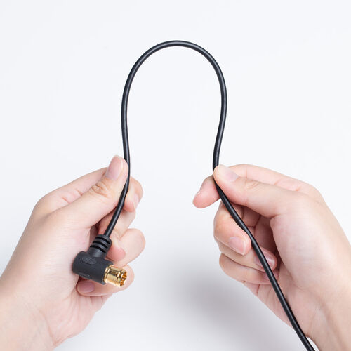 アンテナケーブル（極細・5m・4K対応・8K対応・黒色・S2.5C・片側L字・アンテナコード・ブラック）