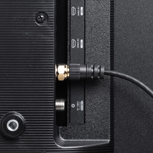 アンテナケーブル（極細・4K対応・8K対応・S2.5C・片側L字・ねじ式・アンテナコード・7m・ブラック）