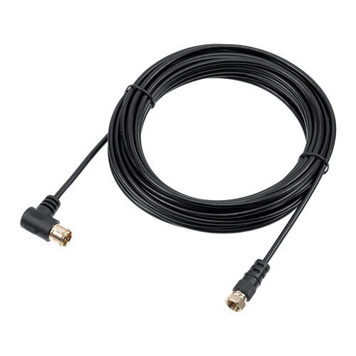 アンテナケーブル（極細・4K対応・8K対応・S2.5C・片側L字・ねじ式・アンテナコード・7m・ブラック）