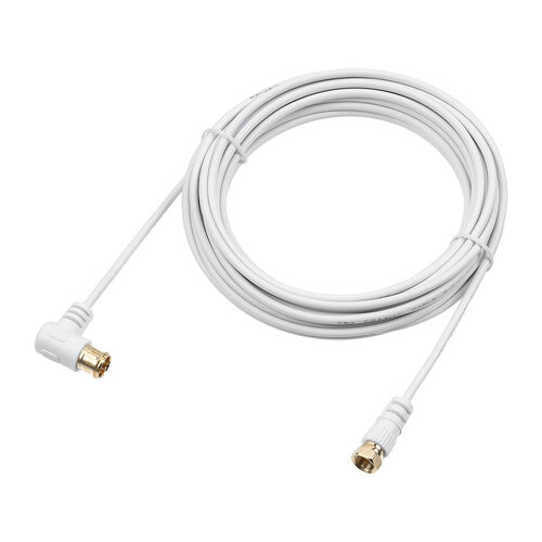 アンテナケーブル（極細・4K対応・8K対応・S2.5C・片側L字・ねじ式・アンテナコード・7m・ホワイト）