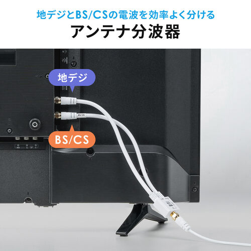 アンテナ分波器（4K対応・8K対応・地デジ対応・BS/CS対応・一体型・20cm・ホワイト・ねじ式コネクタ）