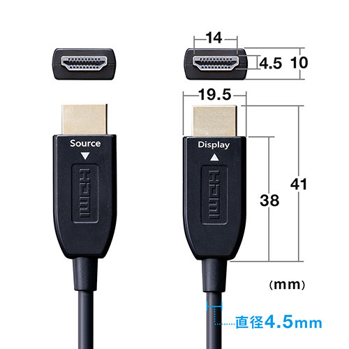 HDMIケーブル 光ファイバー AOC 8K/60Hz 4K/120Hz バージョン2.1準拠品 細い 10m ゲーム PS5