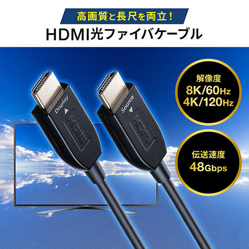 HDMIケーブル 光ファイバー AOC 8K/60Hz 4K/120Hz バージョン2.1準拠品 細い 10m ゲーム PS5