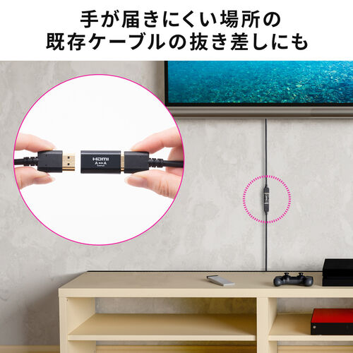 HDMI延長アダプタ（中継アダプタ・最大5m延長・4K/60Hz対応・18Gbps・3D・HDR・ARC対応・メス-メス・延長コネクター）