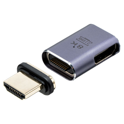 HDMIアダプタ（左向き・マグネット着脱・8K・4K/60Hz・eARC 対応・変換・コネクタ・90度・L字・L型・延長・配線・テレビ・サウンドバー・ゲーム・48Gbps・ハイスピード）