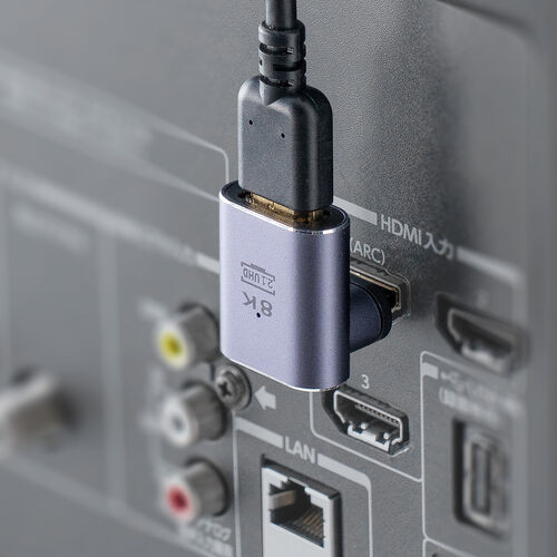 HDMIアダプタ（上向き・マグネット着脱・8K・4K/60Hz・eARC 対応・変換・コネクタ・90度・L字・L型・延長・配線・テレビ・サウンドバー・ゲーム・48Gbps・ハイスピード）