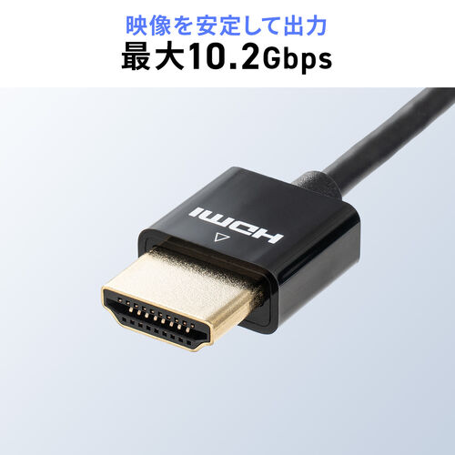 HDMIケーブル（スリム・極細・ハイスピード・1m・4K/30Hz・10.2Gbps・軽量・しなやか・ケーブル径3.6mm・ARC・HEC・HDCP2.2・持ち運び）