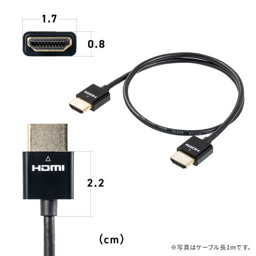 HDMIケーブル（スリム・極細・ハイスピード・3m・4K/30Hz・10.2Gbps・軽量・しなやか・ケーブル径3.6mm・ARC・HEC・HDCP2.2・持ち運び）