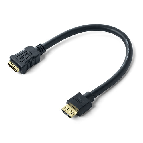 HDMI延長ケーブル（20cm・4K/30Hz・3D・ARC対応・ラッチ内蔵・タイプＡオス/タイプＡメス・ブラック)