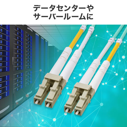 光ファイバケーブル（OM3・10GBASE-SR/SW規格・10Gbps・マルチモード・LC×2-LC×2・メガネ型・2芯・50μm・10m）